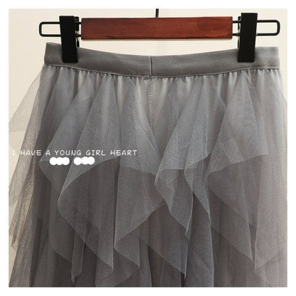 多層メッシュロングスカート(全６色) - momo collection