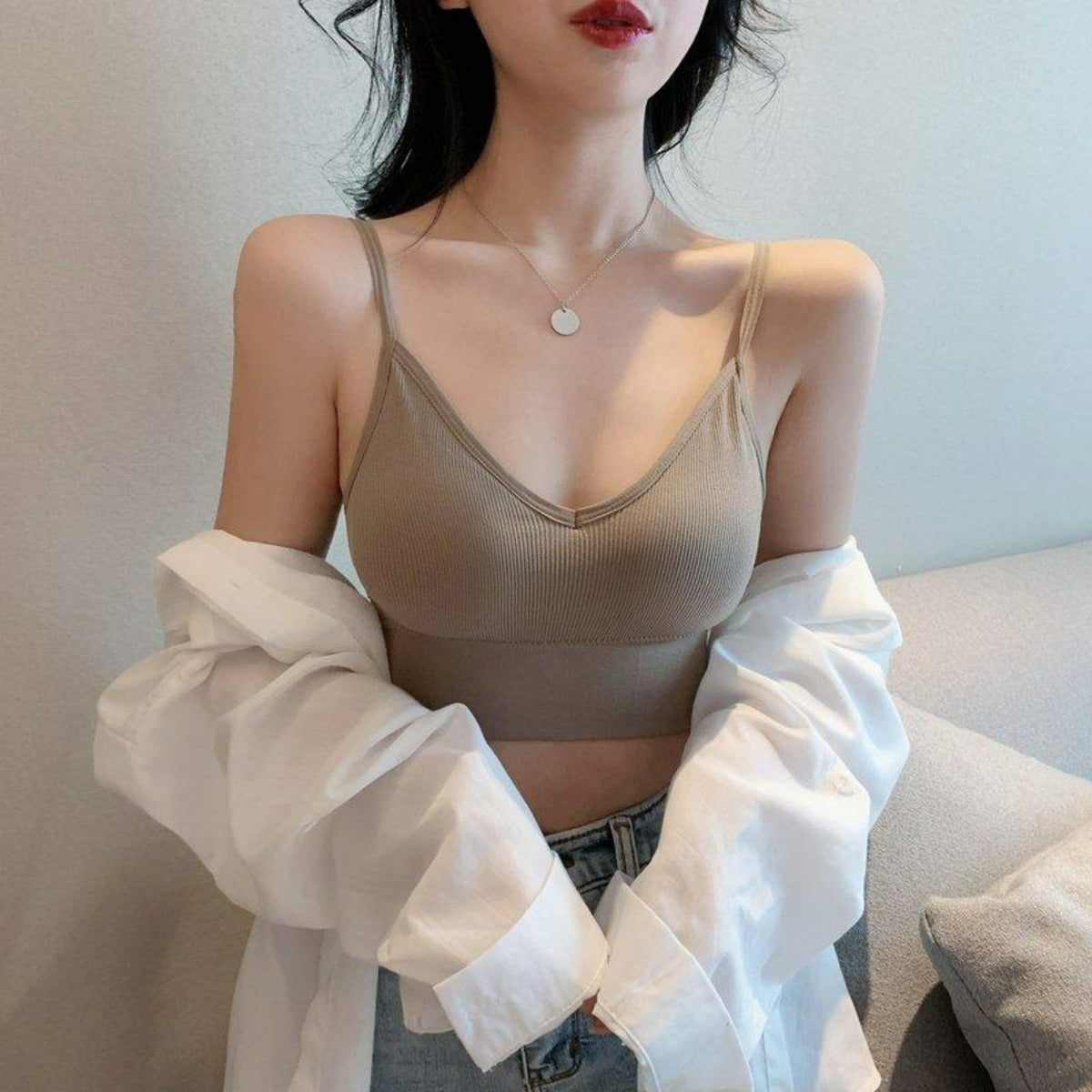 チューブトップ胸パッド付きキャミソール - momo collection