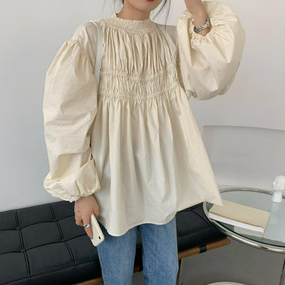 パフスリーブスイートドールプリーツシャツ - momo collection