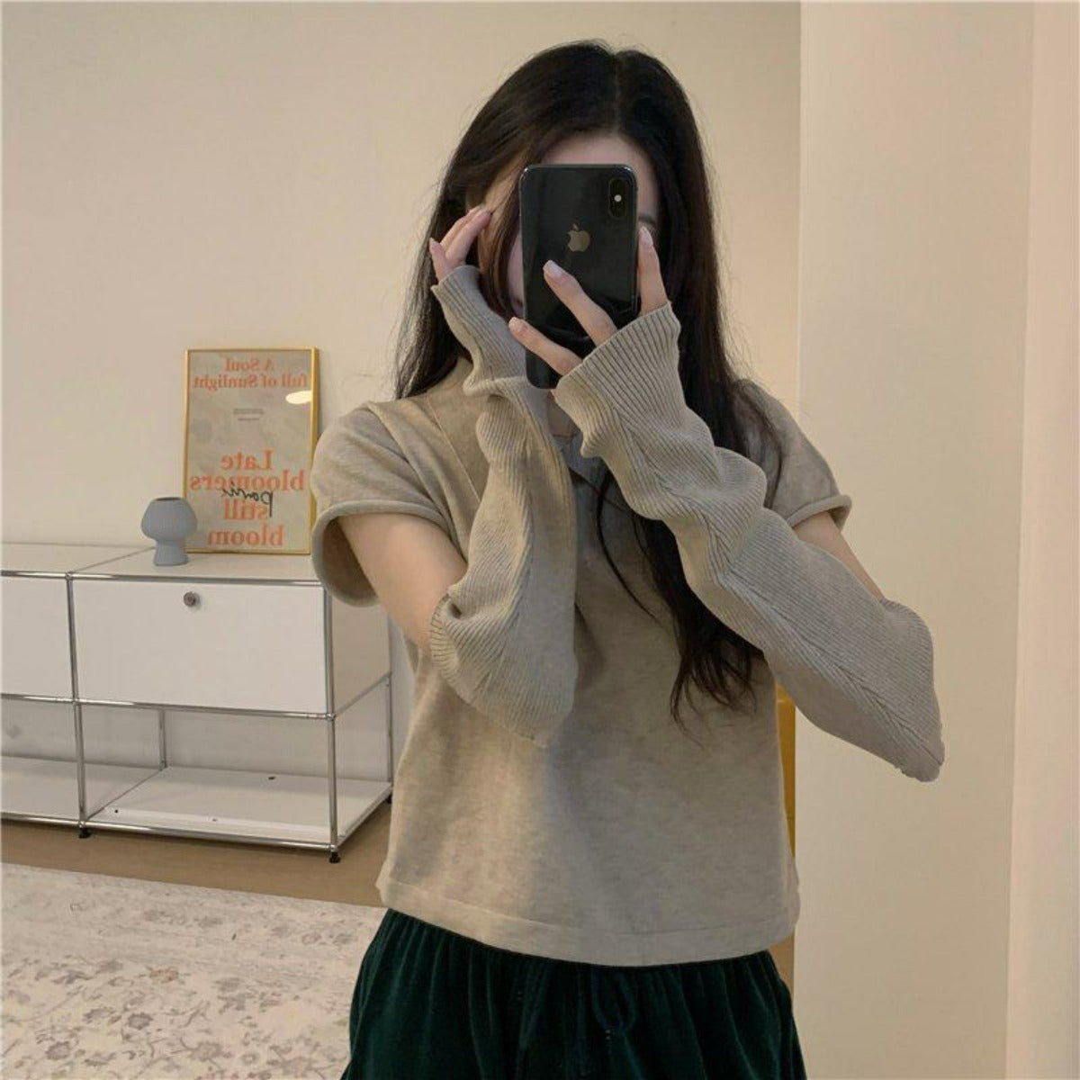 アームウォーマー付ポロネックセーター(全４色)
