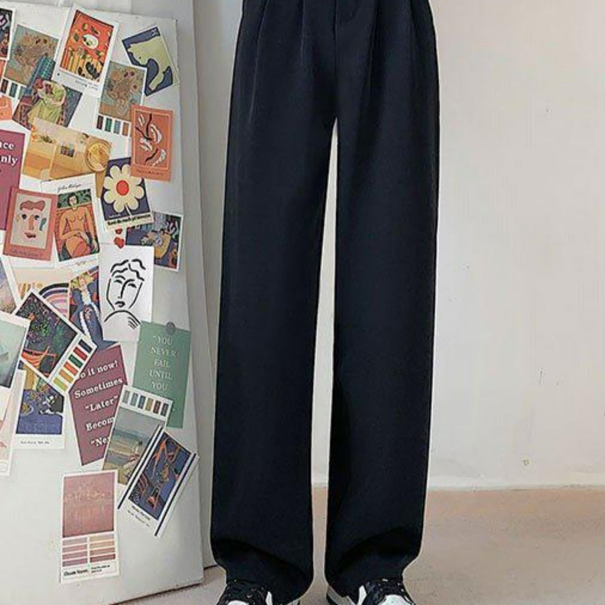 ハイウエストゆったりスーツパンツ - momo collection
