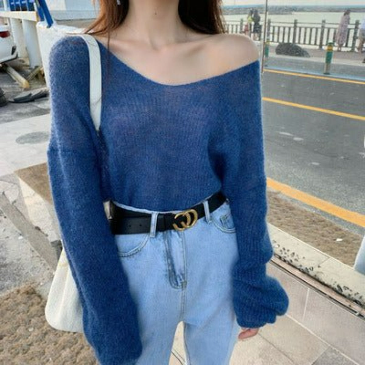 モヘアVネックセーター(全７色) - momo collection